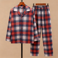 Cozy Button-Front Plaid Couple PJ Sets for Christmas