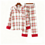 Christmas Plaid Couple Pajama Set - Button Front