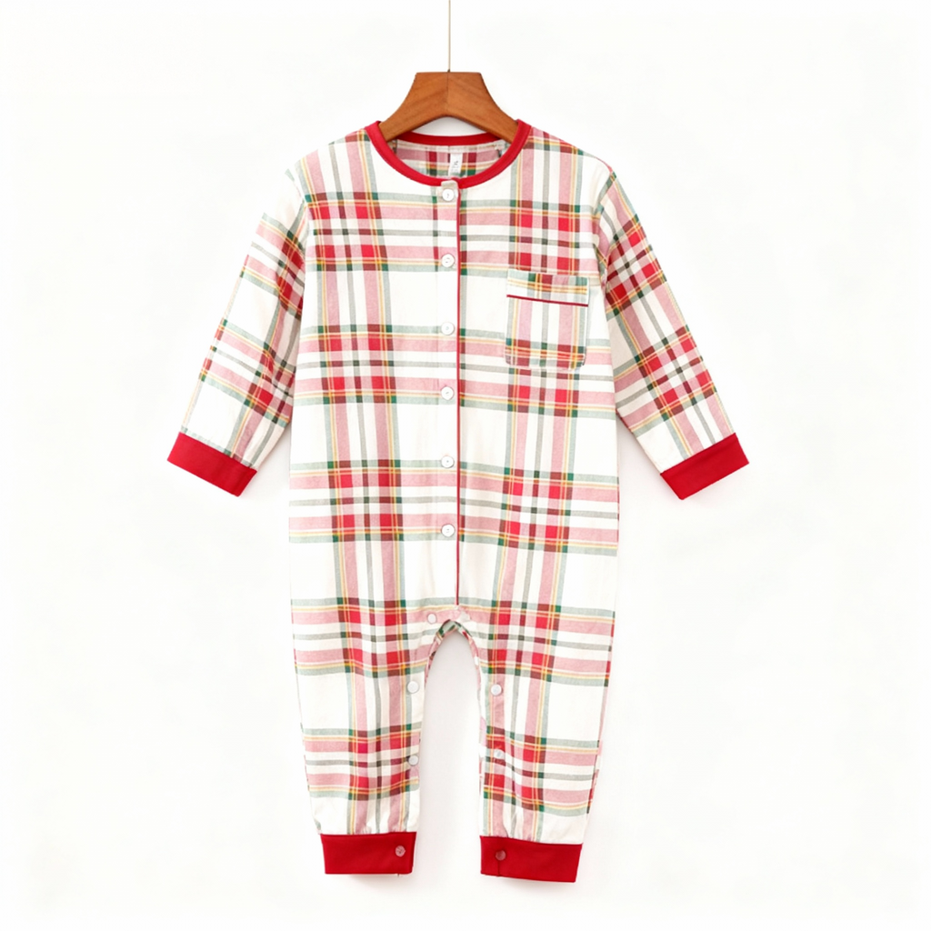 Christmas Plaid Family Pajama Set - Button Front