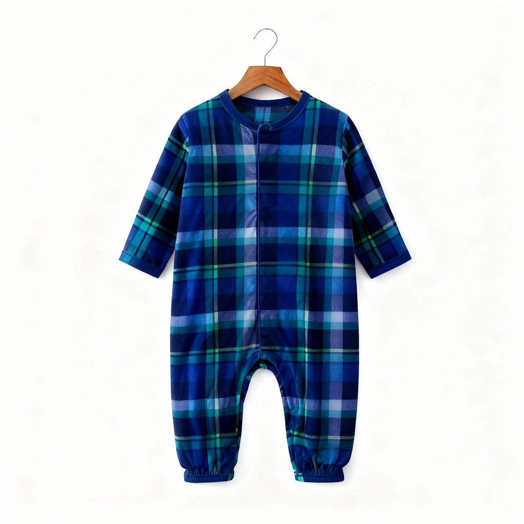 Matching Holiday Plaid Button-Up PJ Sets for Whole Family