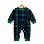 Cozy Green Plaid Button-Up Christmas PJs for Family
