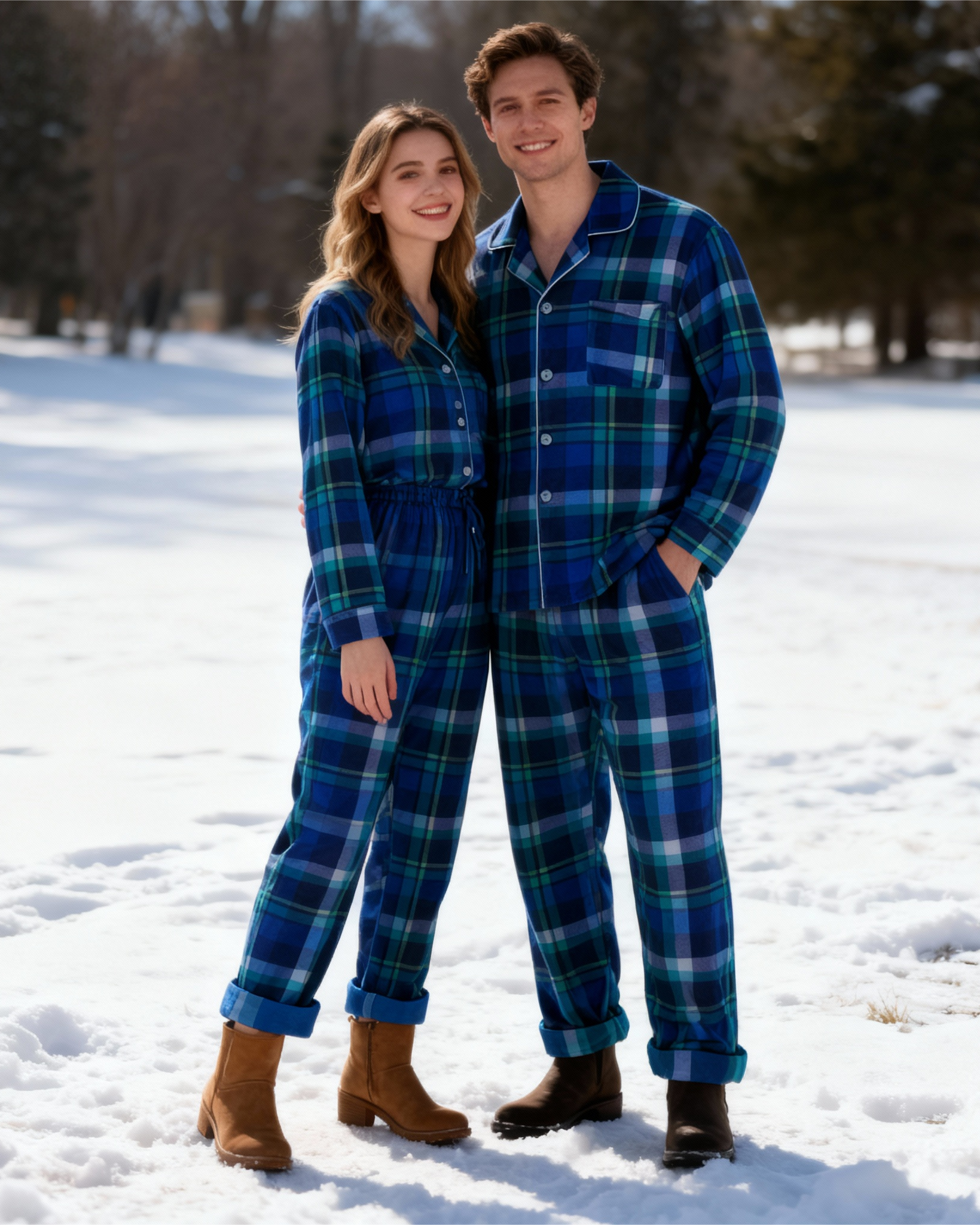 Matching Holiday Plaid Button-Up PJ Sets for Whole Family