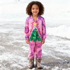 Holiday Family Button-Up Pink Tie-dyed Christmas Pajamas Set