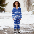 Holiday Family Button-Up Blue & Tree Tie-dyed Christmas Pajamas Set