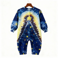 Holiday Family Button-Up Blue Tie-dyed Christmas Pajamas Set