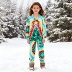 Holiday Family Button-Up Green & Yellow Tie-dyed Christmas Pajamas Set