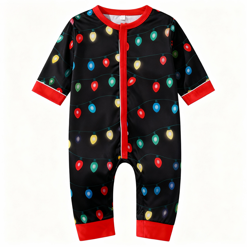 Holiday Family Button-down Satin Christmas Pajamas Set