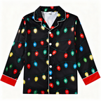 Holiday Family Button-down Satin Christmas Pajamas Set