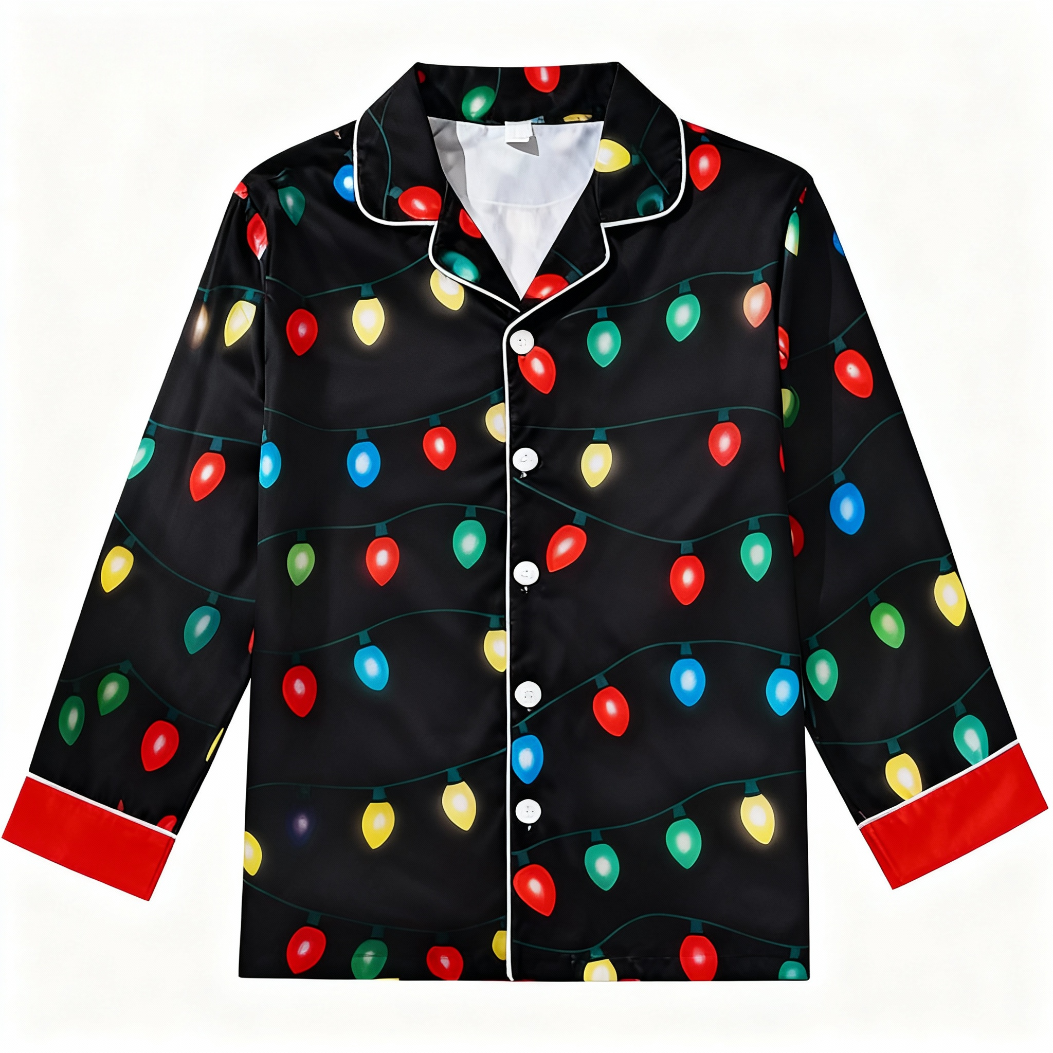 Holiday Family Button-down Satin Christmas Pajamas Set