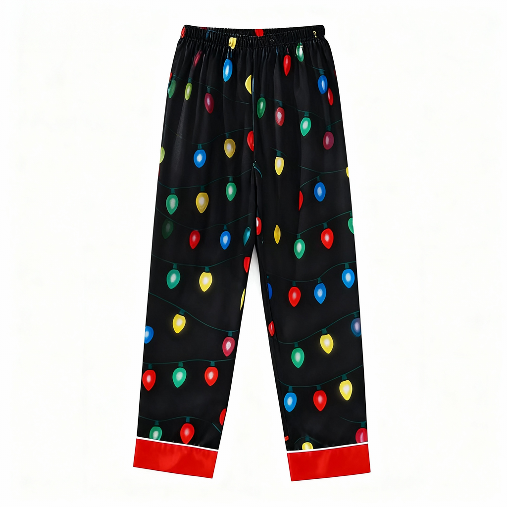 Holiday Family Button-down Satin Christmas Pajamas Set