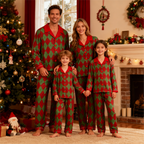 Family Button-Up Red&Green Pajamas Set