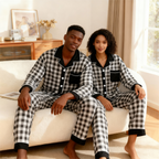 Couple Button-Up Plaid Pajamas Set