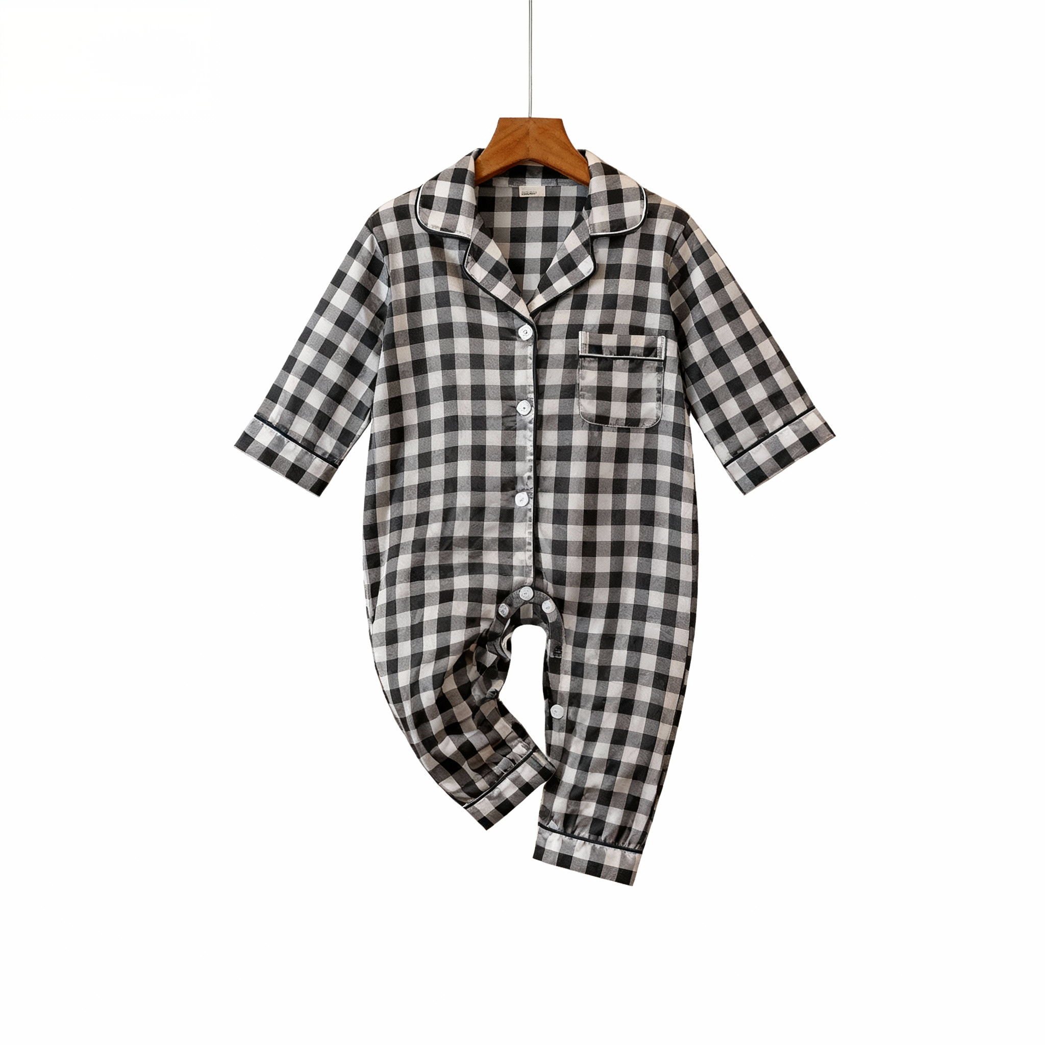 Family Button-Up Plaid Satin Pajamas Set