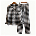 Couple Button-Up Plaid Satin Pajamas Set