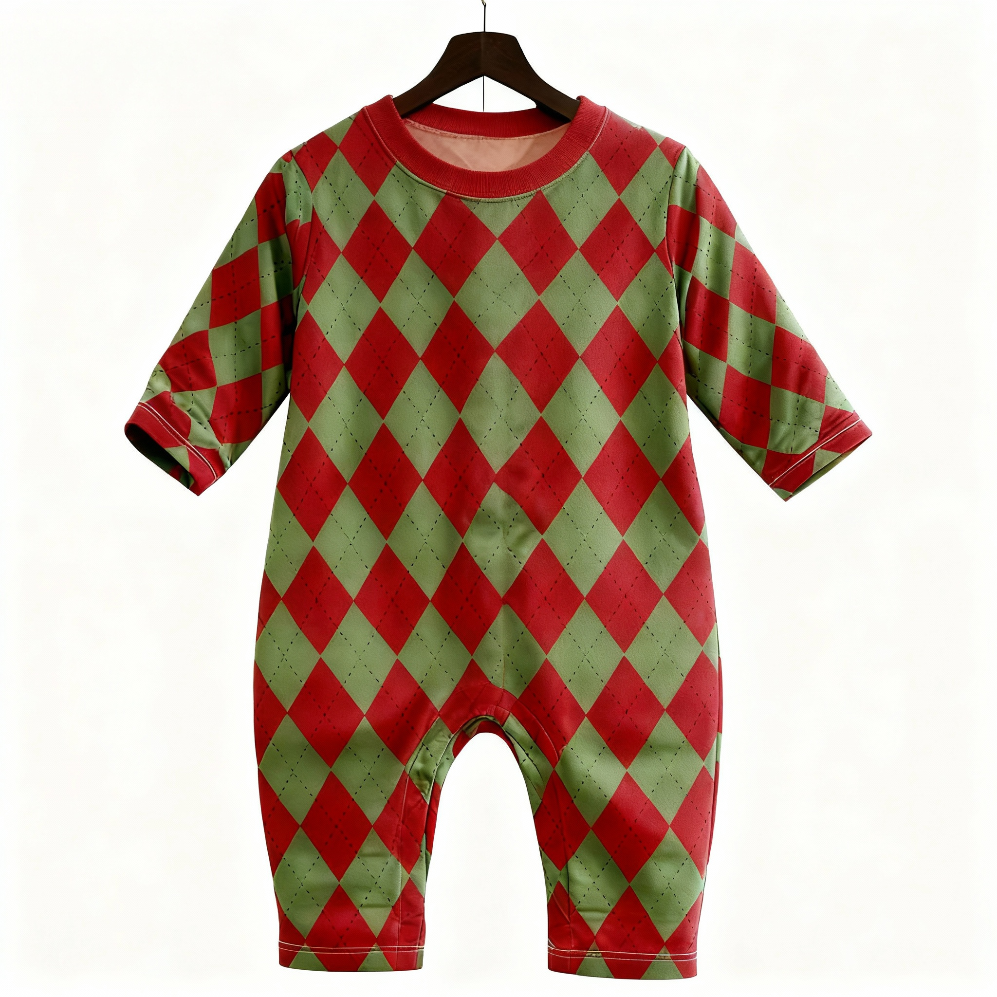 Family Button-Up Red&Green Pajamas Set