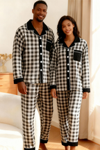 Couple Button-Up Plaid Pajamas Set