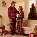 Christmas Family Button-Up Red Plaid Pajamas Set