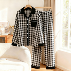 Couple Button-Up Plaid Pajamas Set
