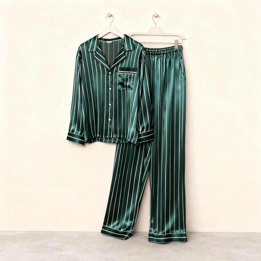 Elegant Satin Blue Pajama Set for the Whole Family