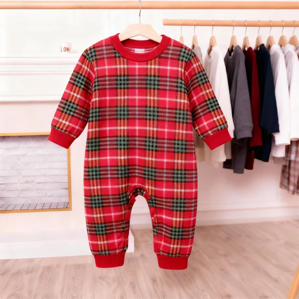 Best Christmas Gift for Families – Cute Button-Neck & Red Plaid Pants