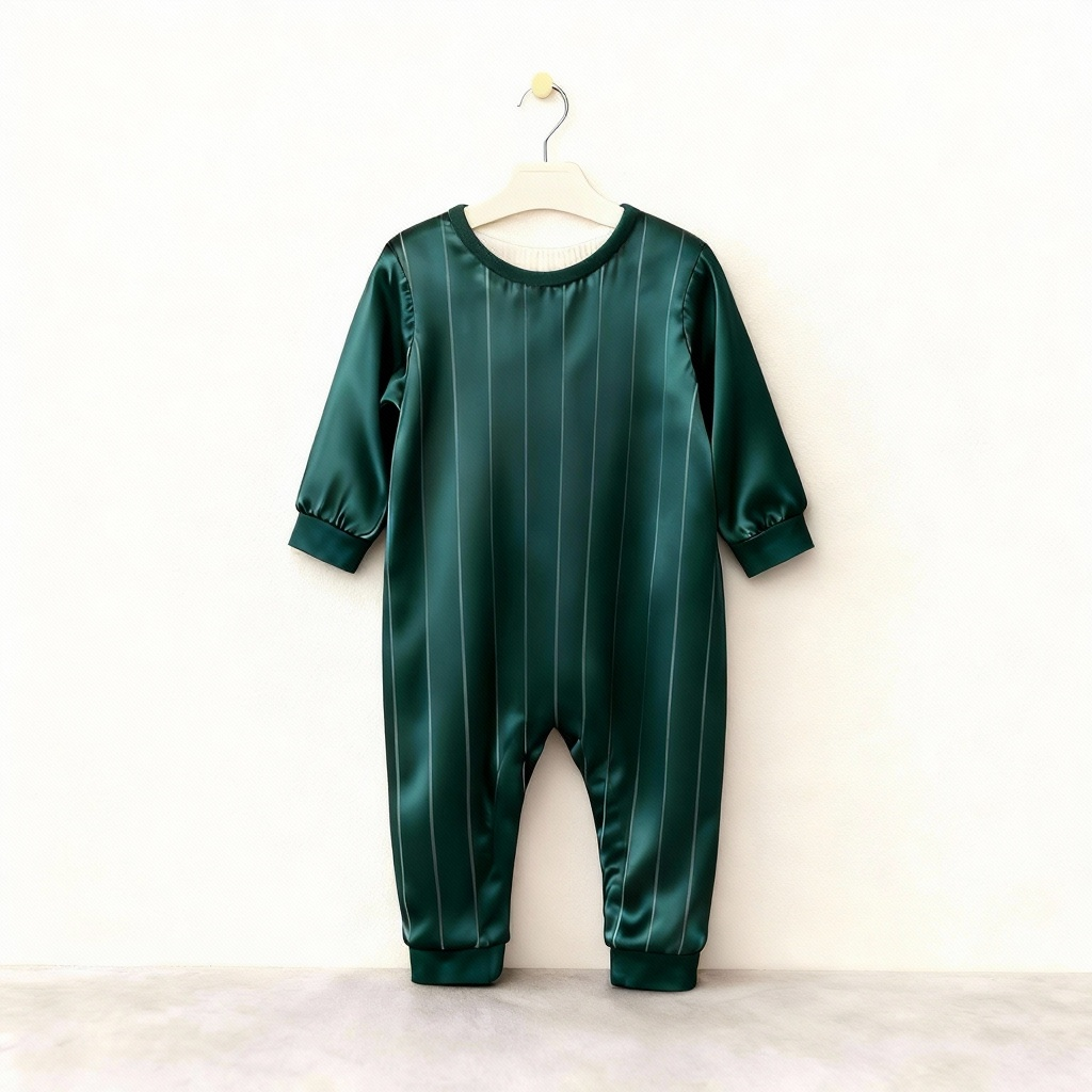 Elegant Satin Green Pajama Set for the Whole Family