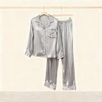Elegant Satin Gray Pajama Set for the Whole Family