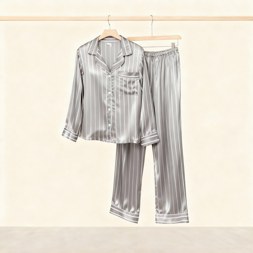 Elegant Satin Blue Pajama Set for the Whole Family