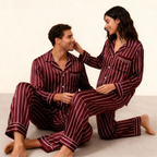 Elegant Satin Gray Pajama Set for the Whole Family