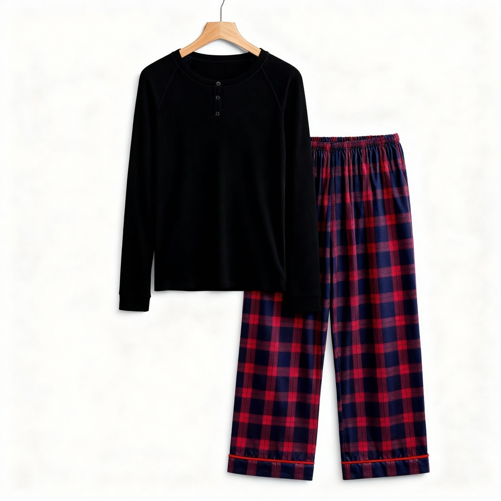 Cozy Christmas Family PJS – Button-Up Shirt Red Plaid Pants Pajamas Set