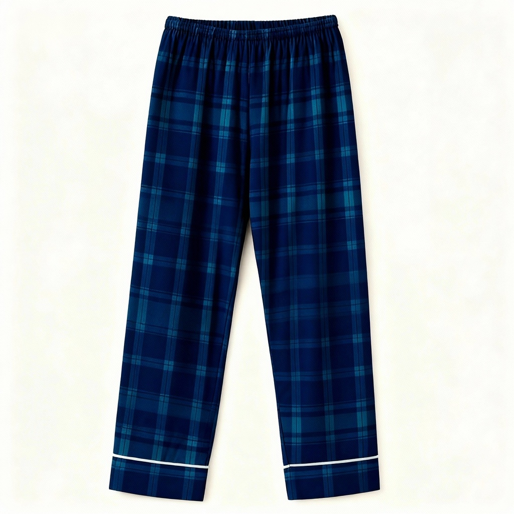 Couple Matching Pajama Set – Gray Button-Neck Tee & Plaid Pants
