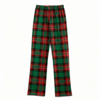Family Matching Pajama Set – Gray Button-Neck Tee & Green Plaid Pants
