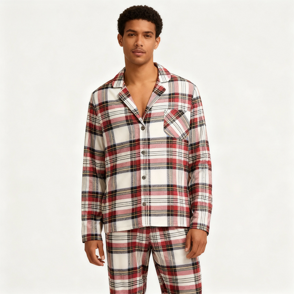 Family Red Plaid Button-Front Pajamas Set