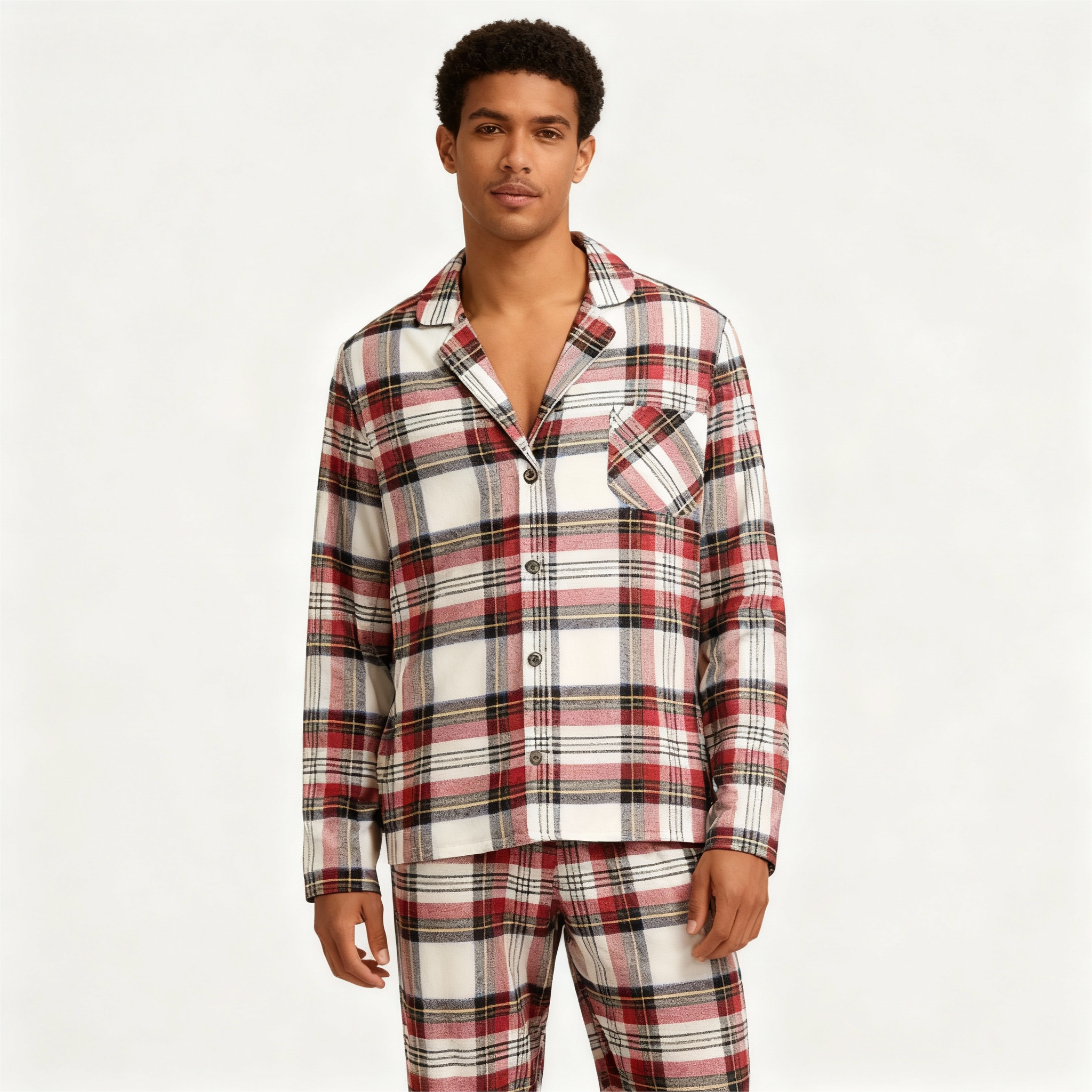 Family Red Plaid Button-Front Pajamas Set