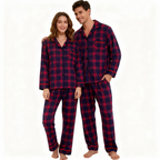 Holiday Family Button-down Christmas Blue and Red Plaid Pajamas Set
