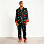 Holiday Family Button-down Satin Christmas Pajamas Set