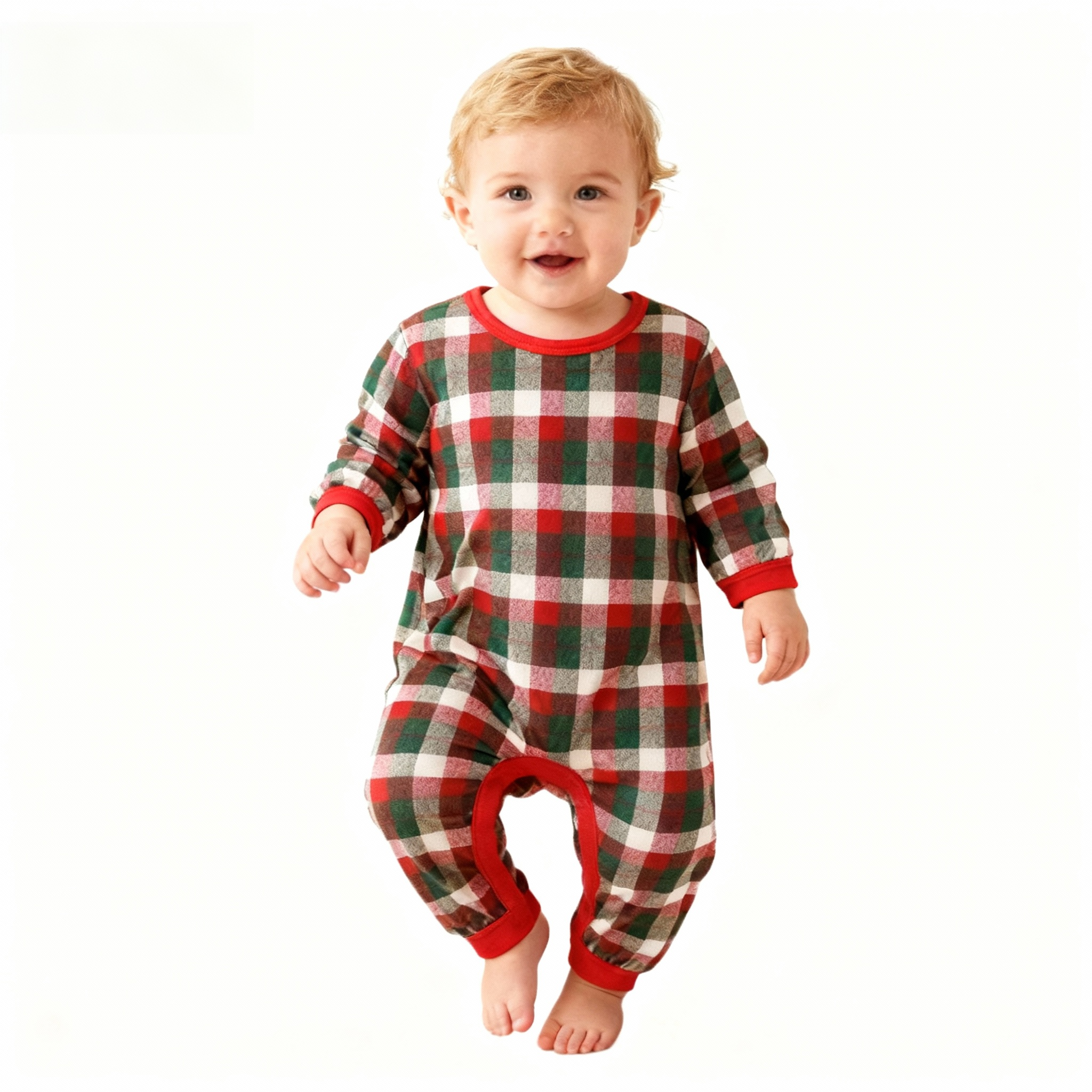 Matching Family Sleepwear Green Red Plaid Christmas Pajamas Set