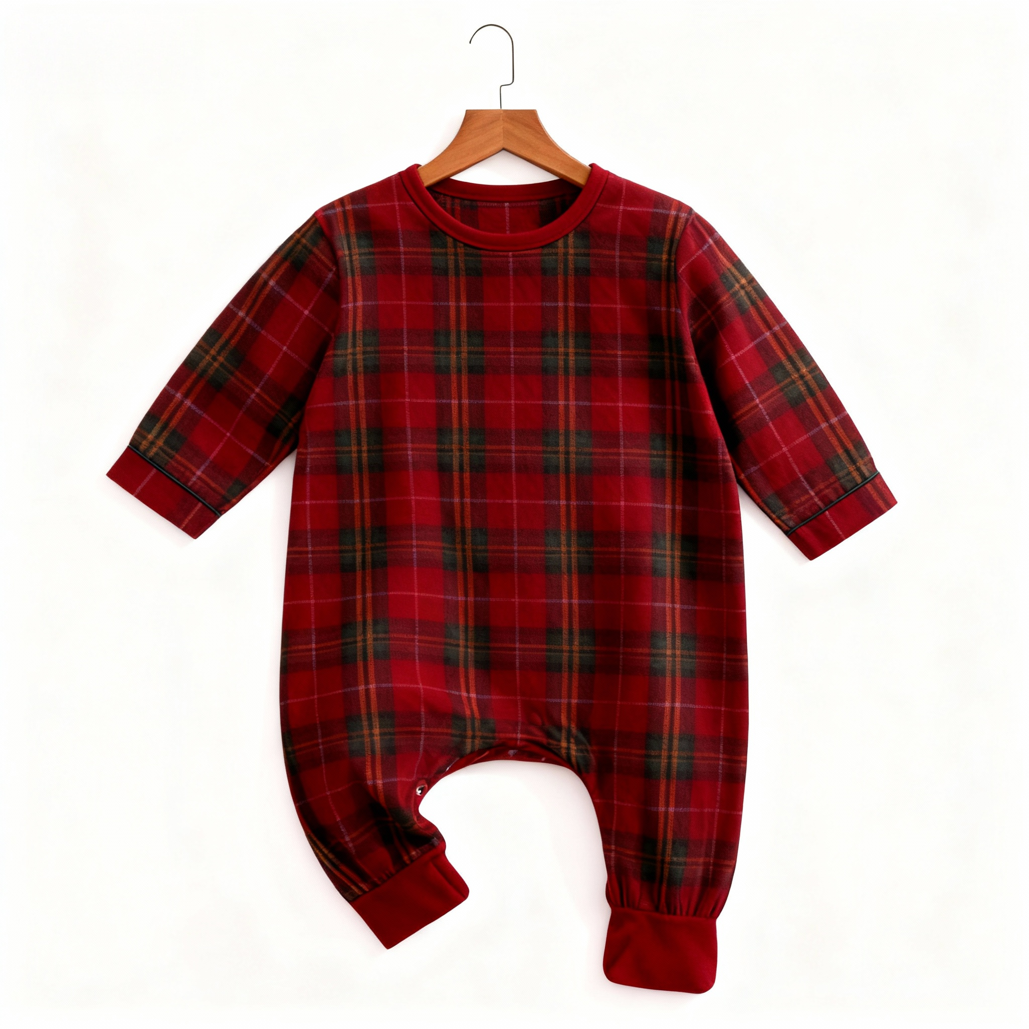 Family Matching Red Plaid Button Up Pajamas Sets