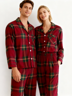Couple Matching Festive Red Plaid Pajama Set
