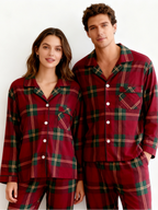 Couple Matching Festive Red Plaid Pajama Set