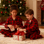 Family Matching Red and Green Plaid Button Up Long-sleeve Pajamas Sets