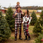 Family Christmas Red and White Plaid Button-Front Pajamas Sets