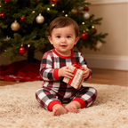 Family Christmas Red and White Plaid Button-Front Pajamas Sets
