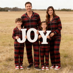 Christmas Red Plaid Button-Front Family Pajamas Sets