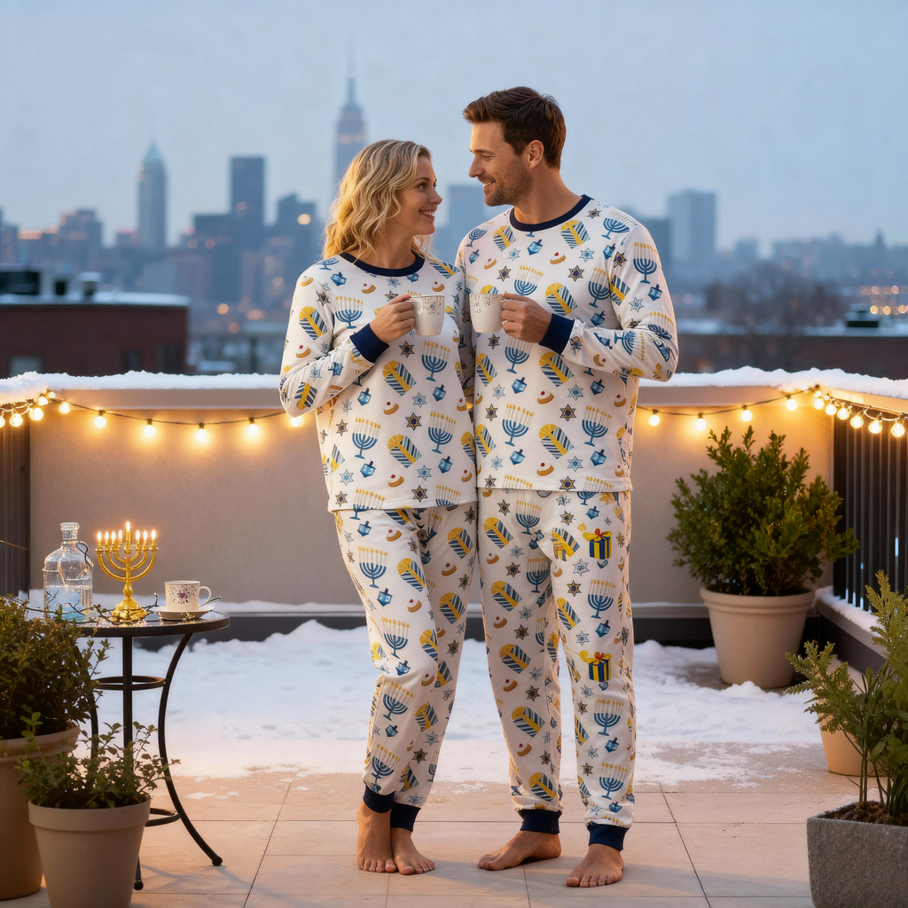 Family Hanukkah Pajamas Set-Matching Holiday Sleepwear