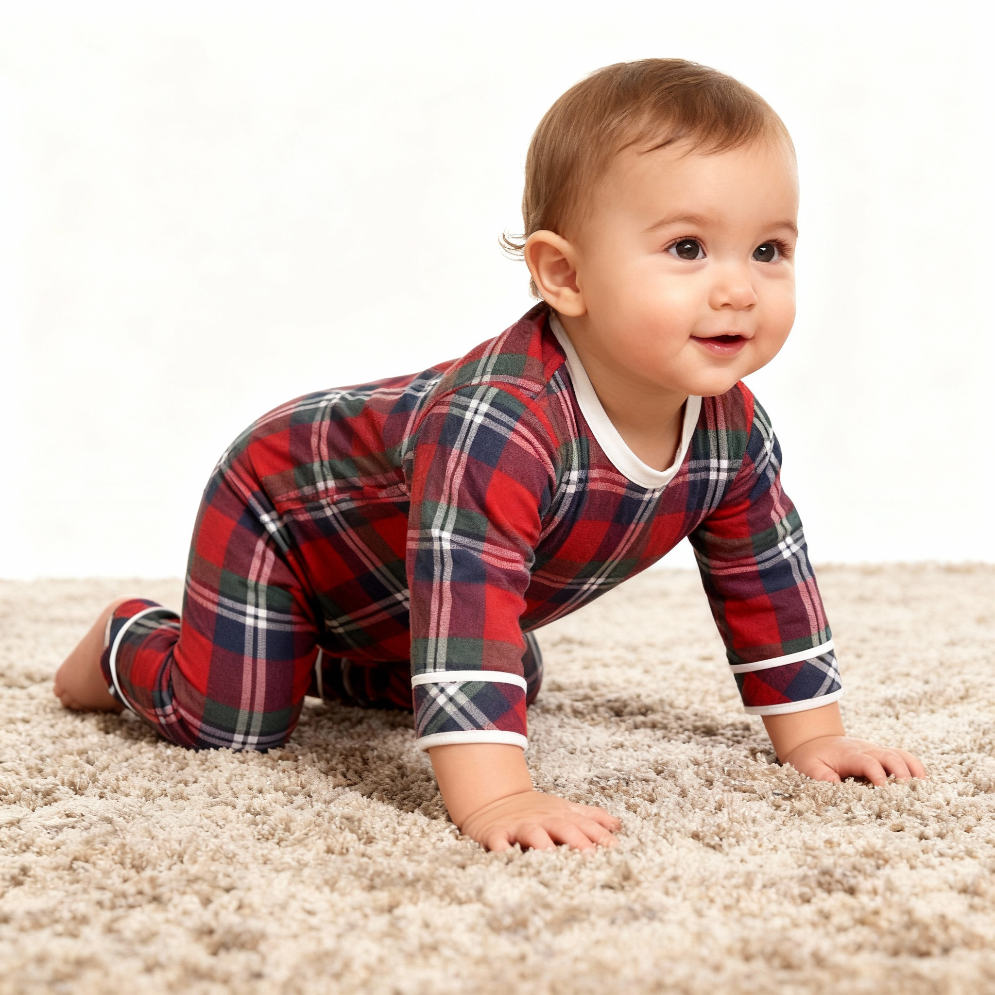 Matching Family Christmas Pajamas Set Red Plaid Button Down Sleepwear