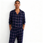 Family Matching Pajamas Blue Plaid Cotton Set