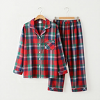 Matching Family Christmas Pajamas Set Red Plaid Button Down Sleepwear