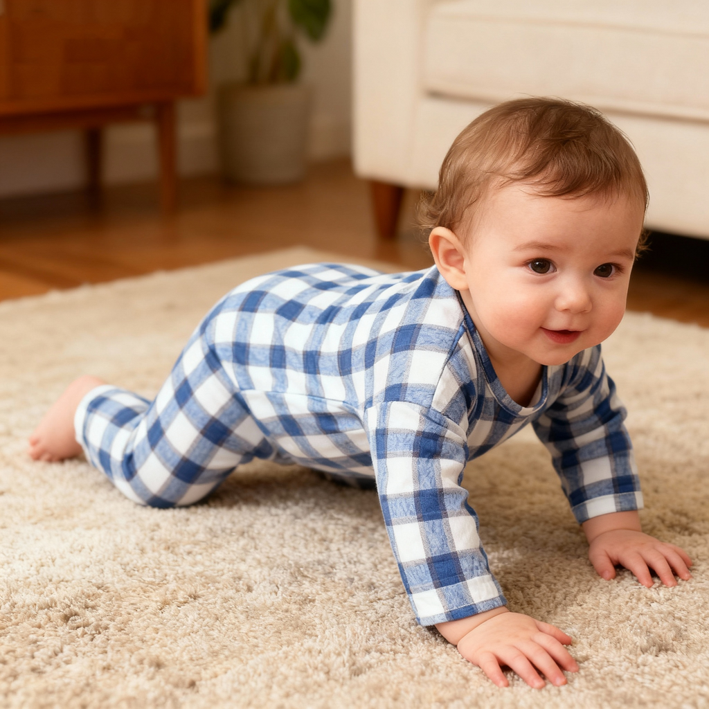 Matching Holiday Pajamas for Family Blue Plaid Set