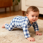 Matching Holiday Pajamas for Family Blue Plaid Set