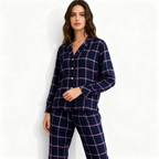 Family Matching Pajamas Blue Plaid Cotton Set